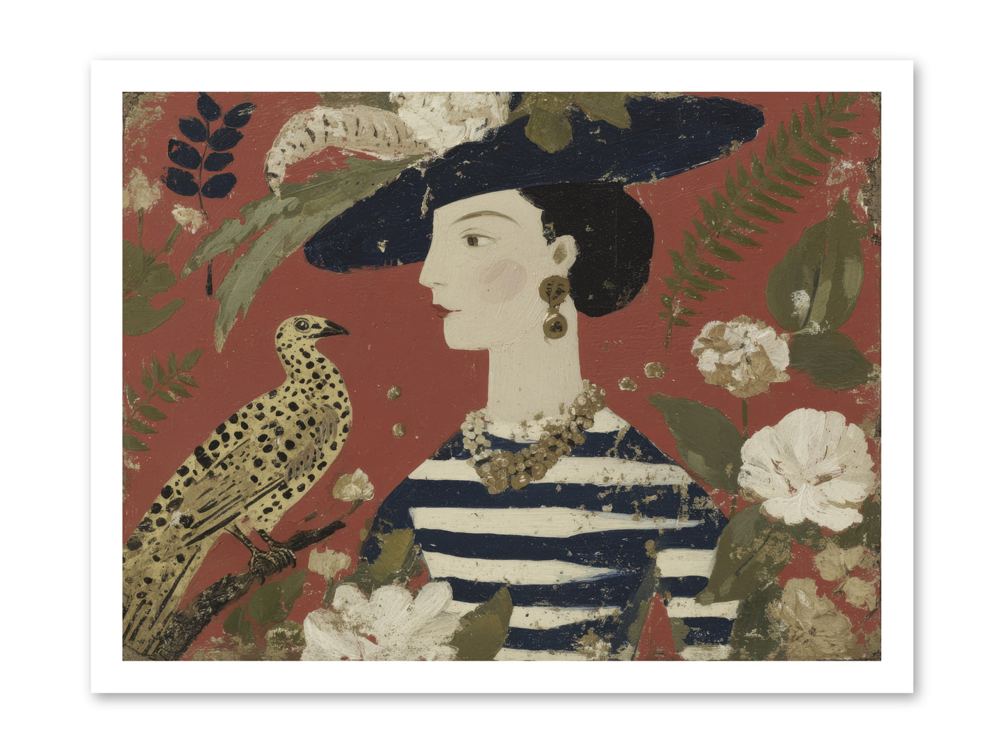 She Collected Feathers No.1 -- Loose Canvas Print 24x18