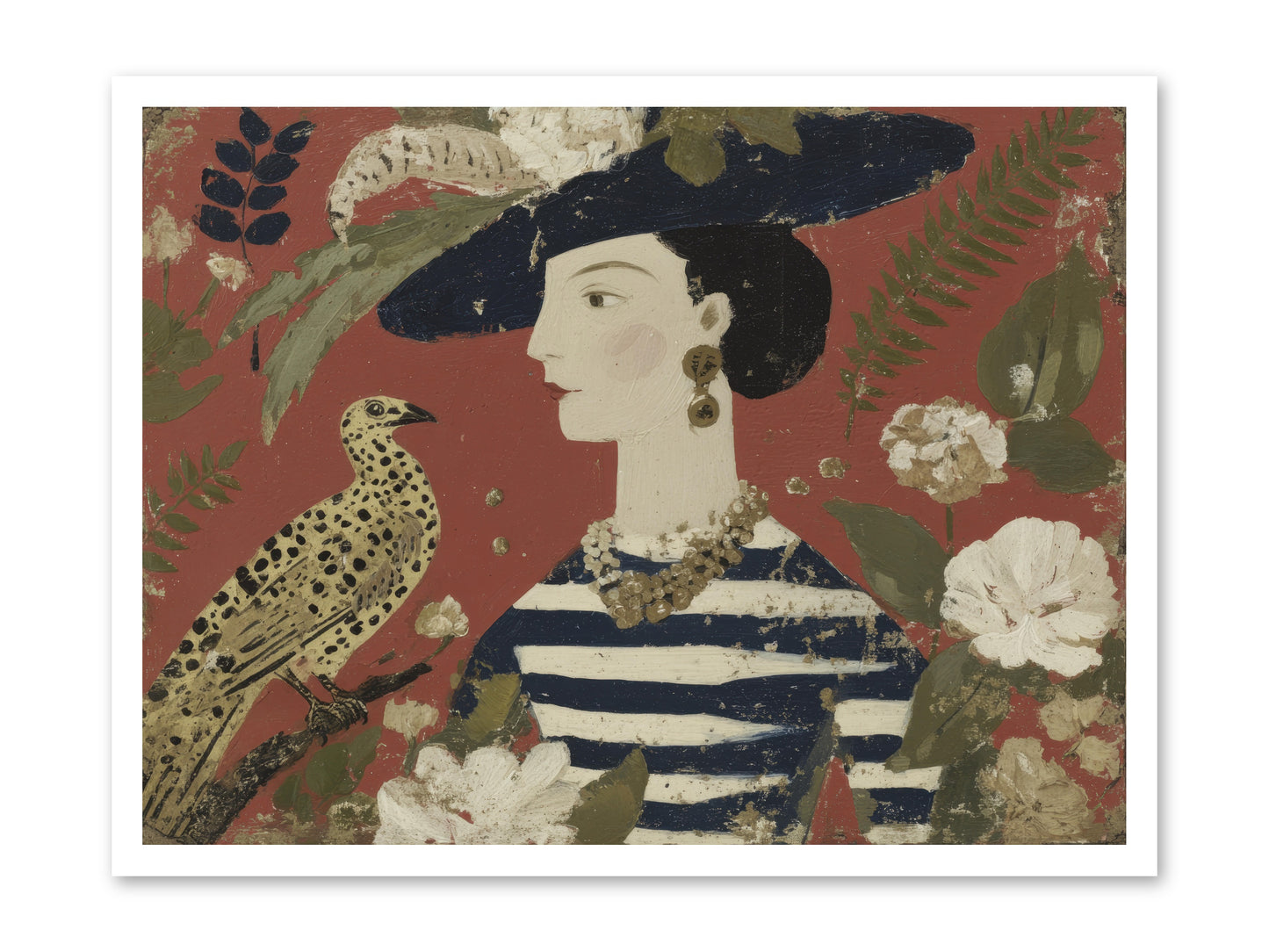 She Collected Feathers No.1 -- Loose Canvas Print 32x24