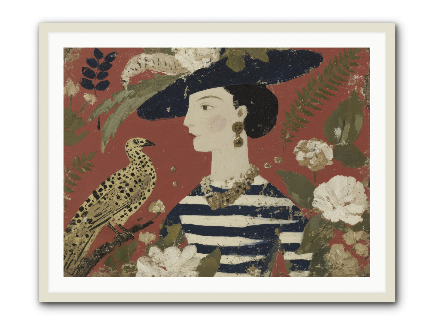 She Collected Feathers No.1 -- Framed Print - White 40x30