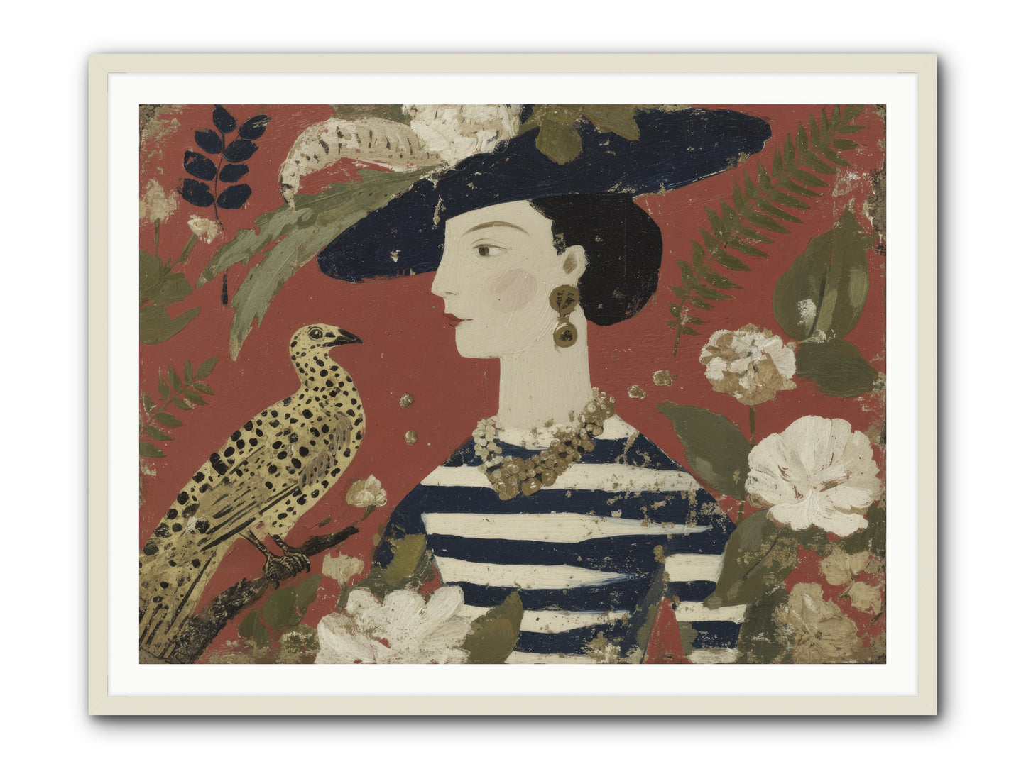 She Collected Feathers No.1 -- Framed Print - White 48x36