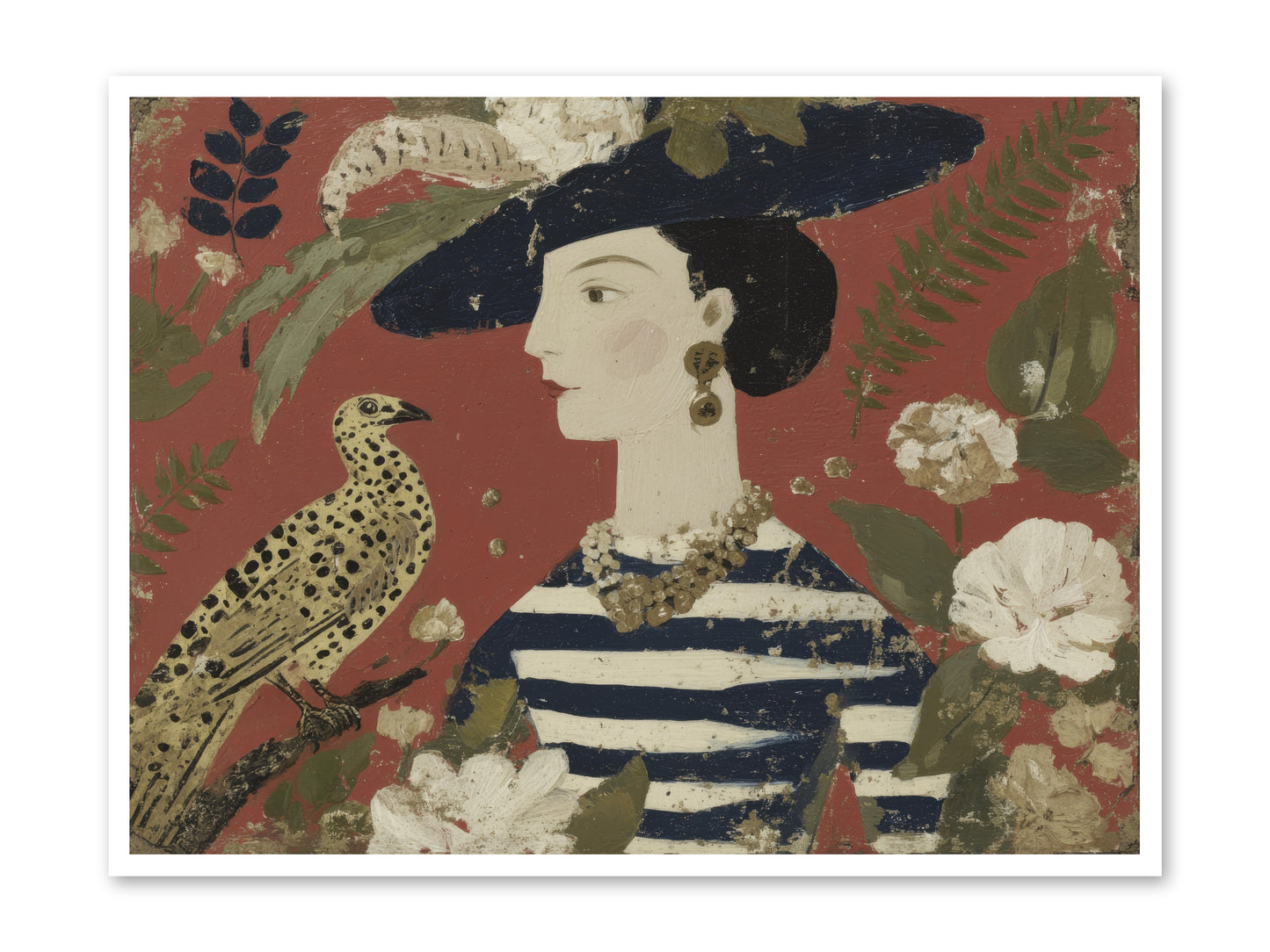 She Collected Feathers No.1 -- Loose Canvas Print 48x36