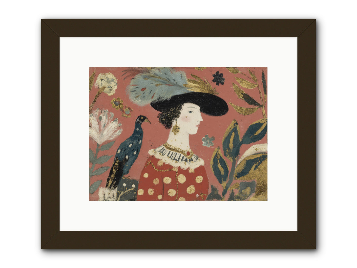 She Collected Feathers No.2 -- Framed Print - Black 12x9