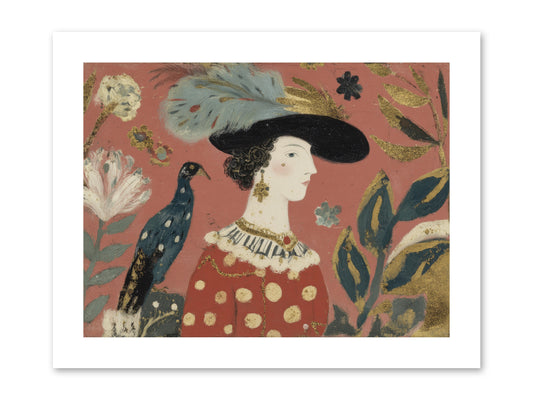 She Collected Feathers No.2 -- Paper Print 12x9