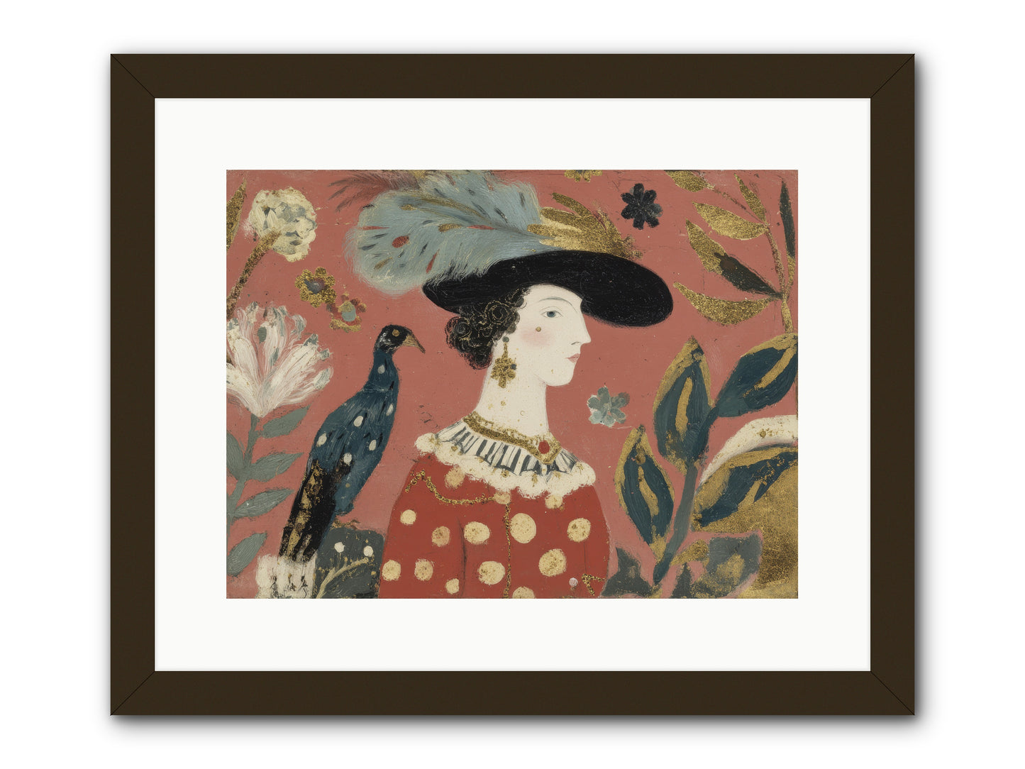 She Collected Feathers No.2 -- Framed Print - Black 16x12
