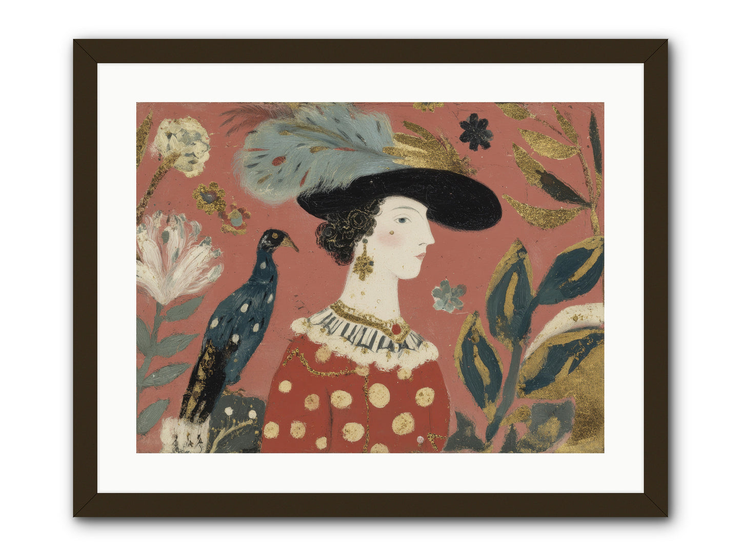 She Collected Feathers No.2 -- Framed Print - Black 24x18