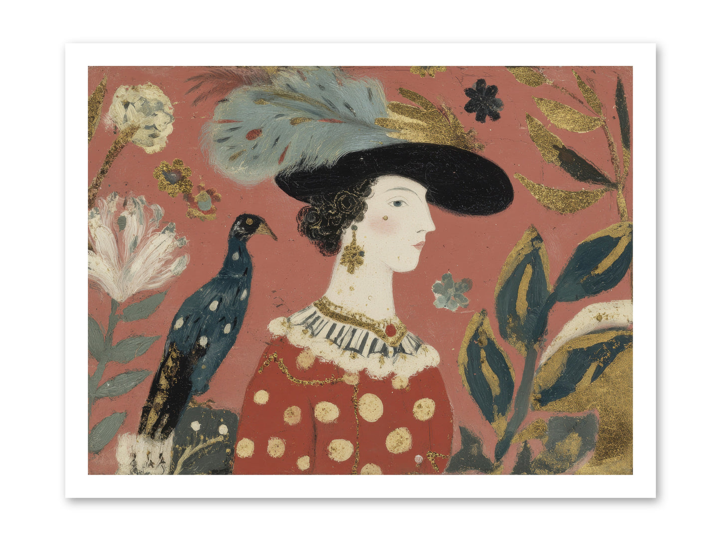 She Collected Feathers No.2 -- Loose Canvas Print 24x18