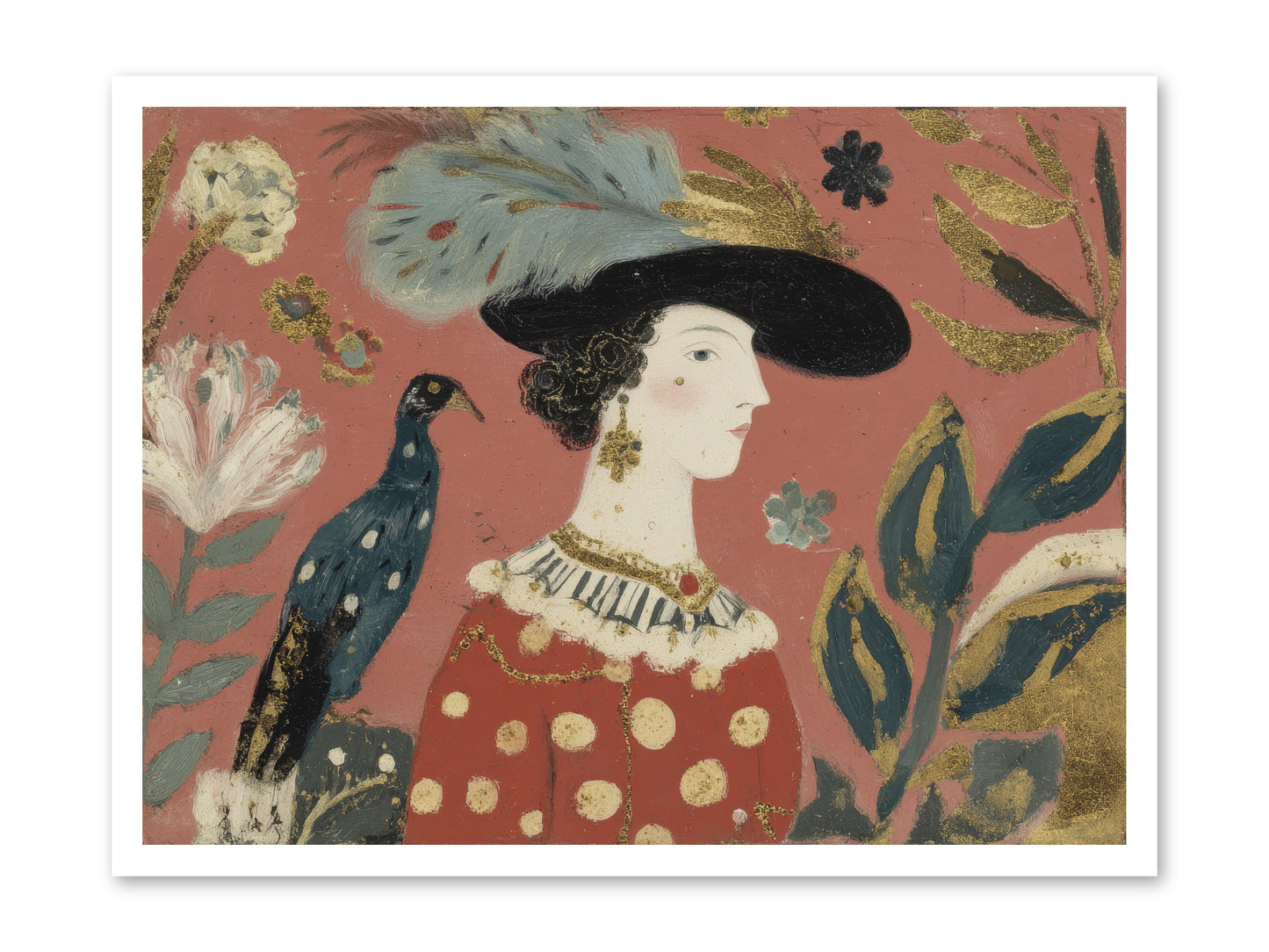 She Collected Feathers No.2 -- Paper Print 32x24