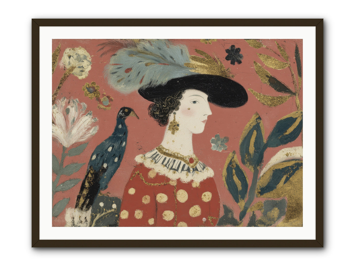 She Collected Feathers No.2 -- Framed Print - Black 40x30