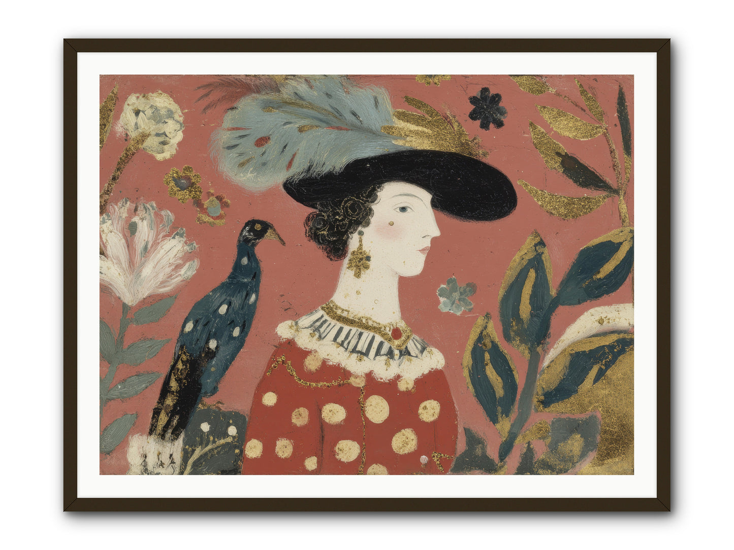 She Collected Feathers No.2 -- Framed Print - Black 48x36