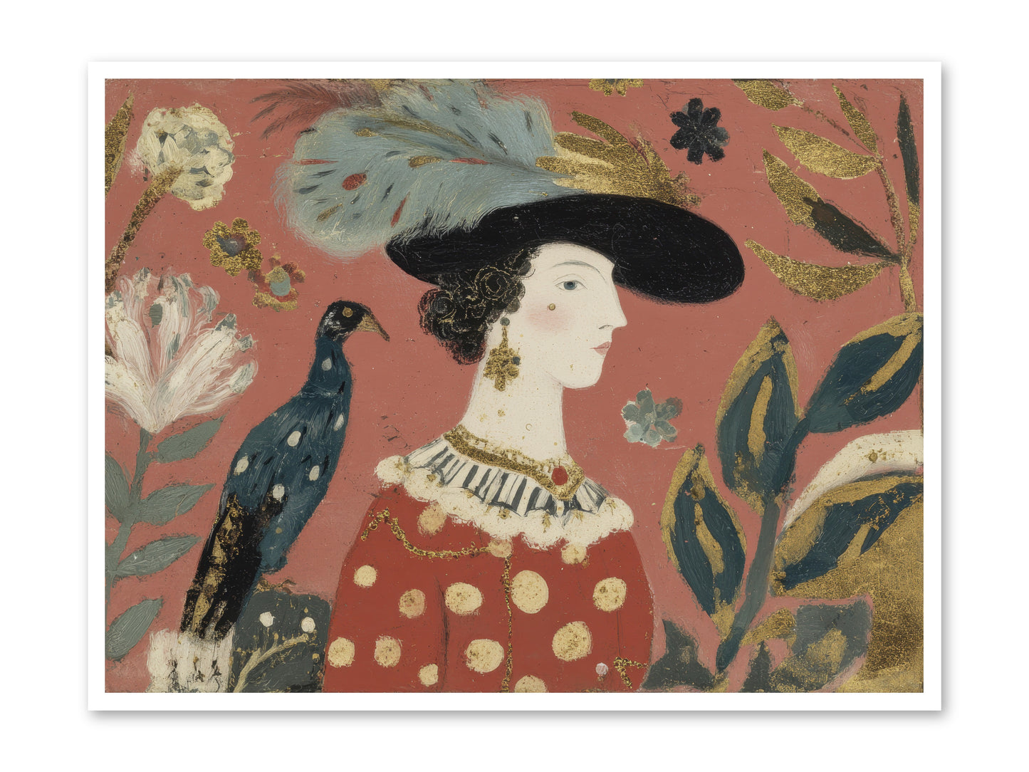 She Collected Feathers No.2 -- Paper Print 48x36