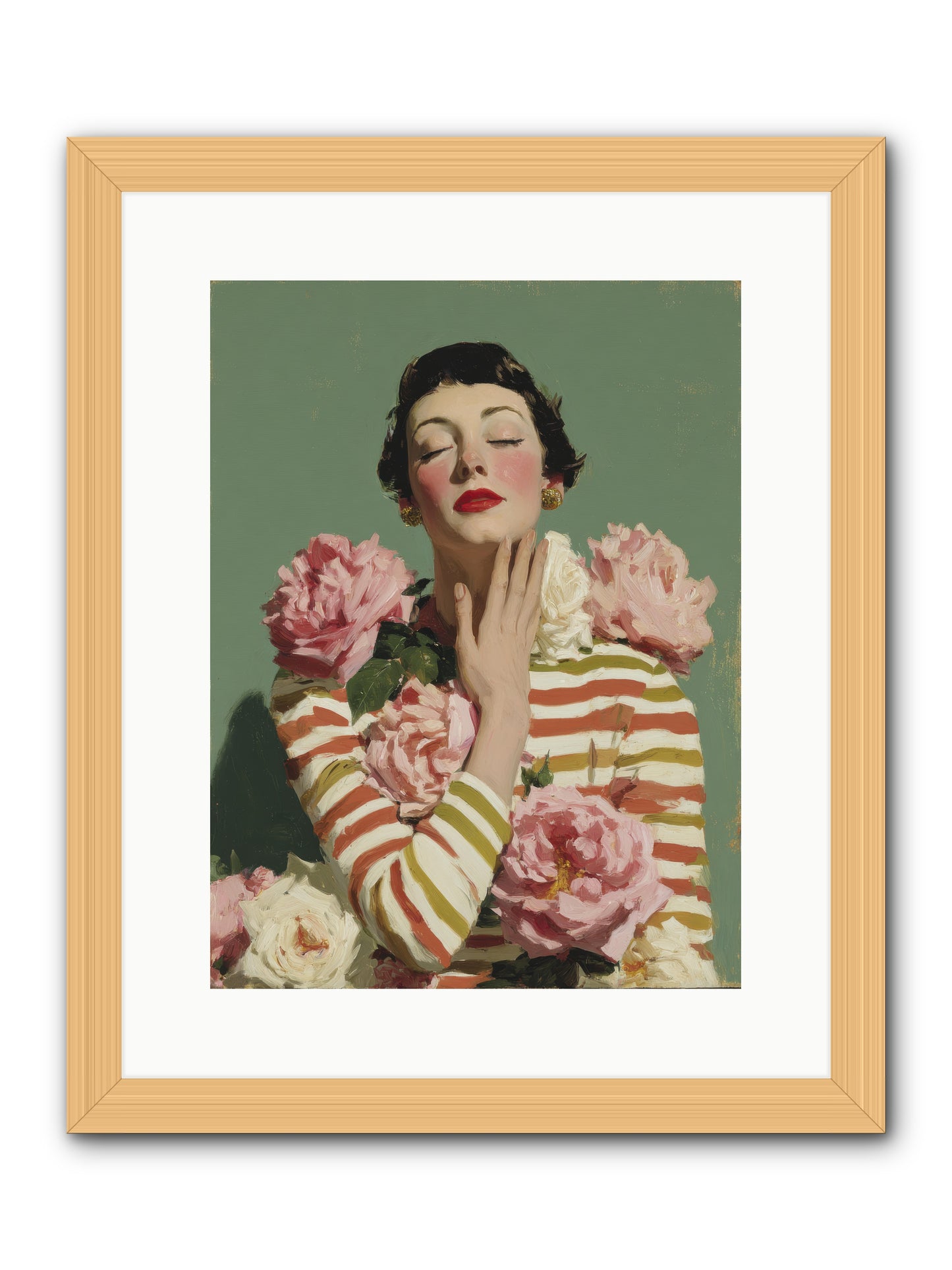 She Embraced the Entire Garden -- Framed Print - Natural 12x16