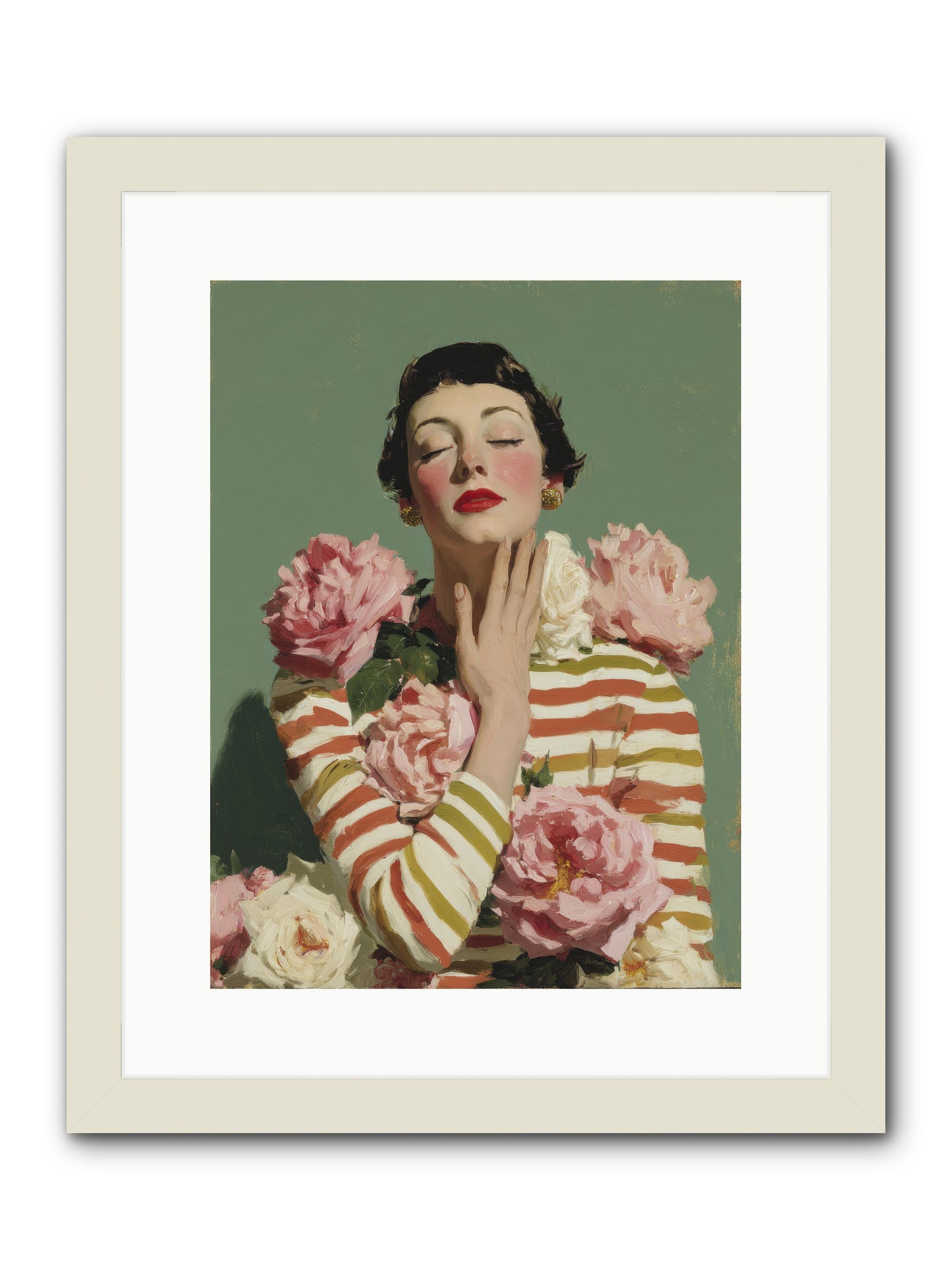 She Embraced the Entire Garden -- Framed Print - White 12x16