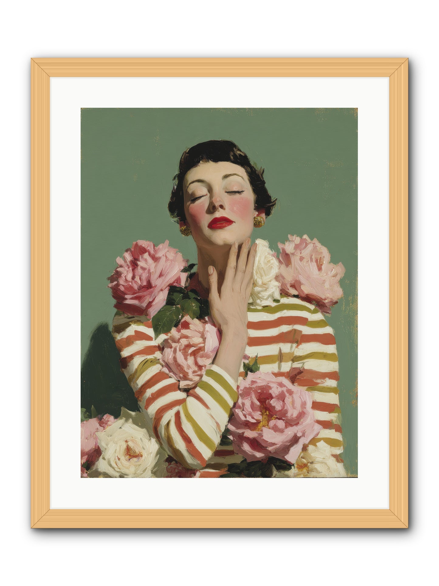 She Embraced the Entire Garden -- Framed Print - Natural 18x24