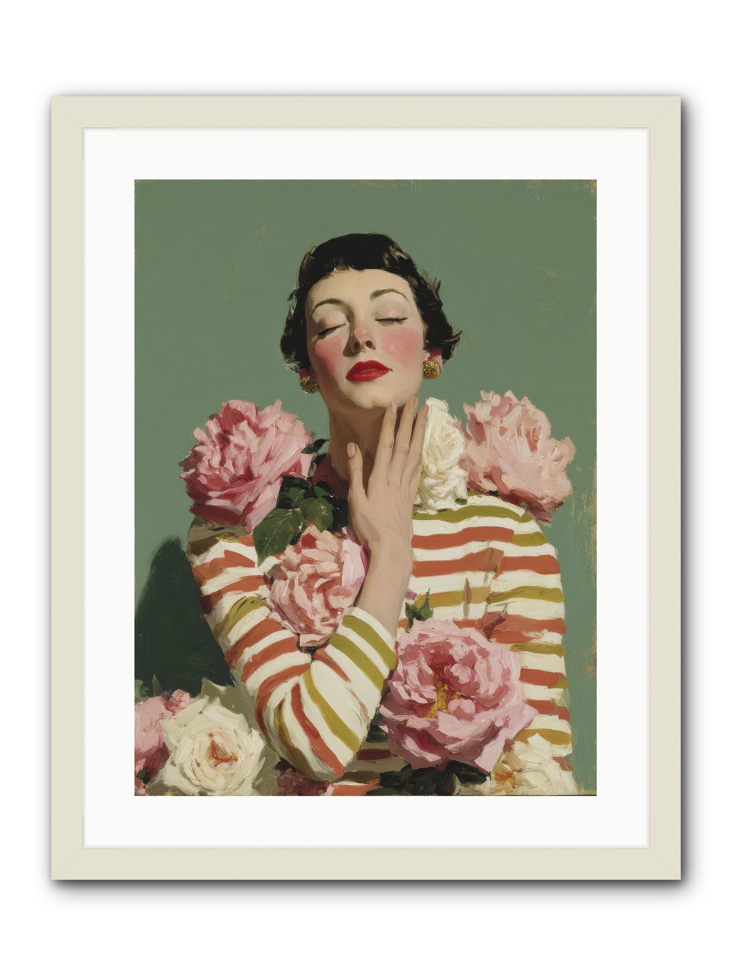 She Embraced the Entire Garden -- Framed Print - White 18x24