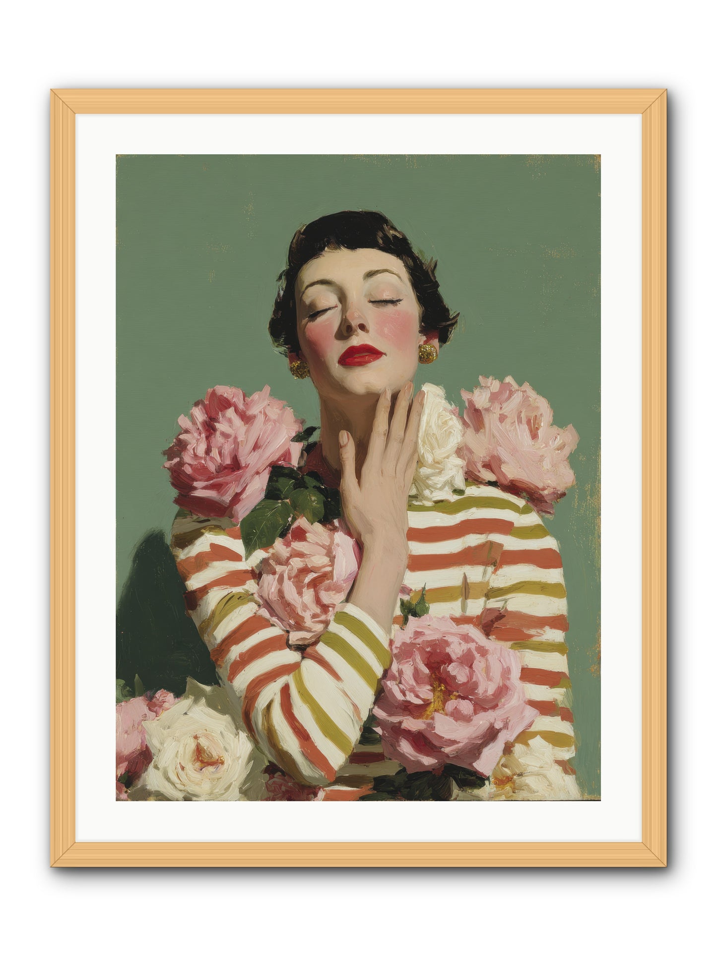 She Embraced the Entire Garden -- Framed Print - Natural 24x32