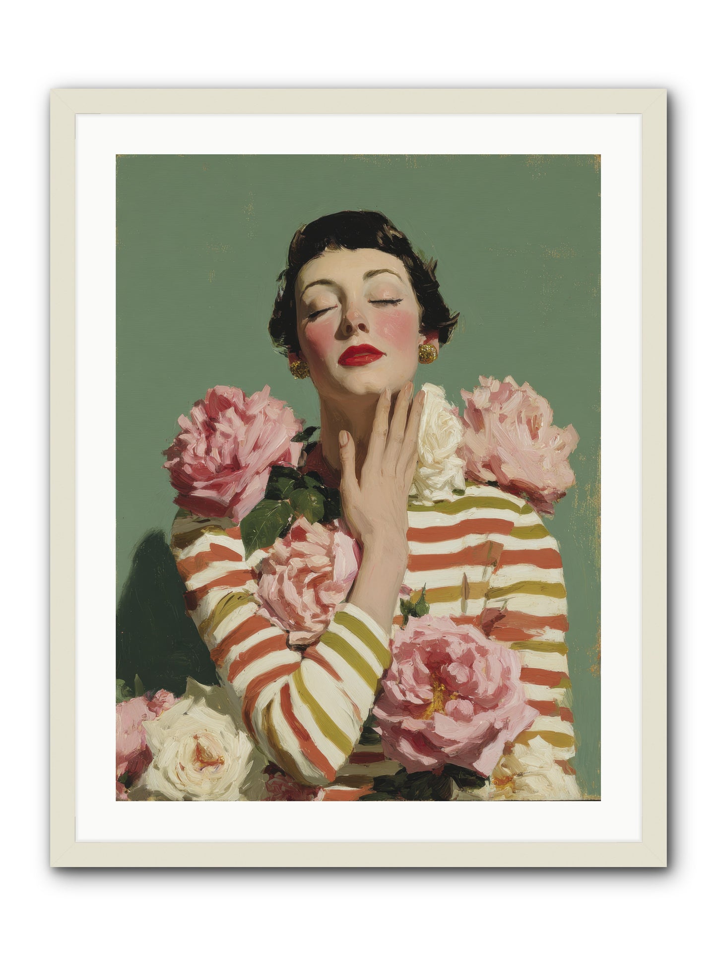 She Embraced the Entire Garden -- Framed Print - White 24x32