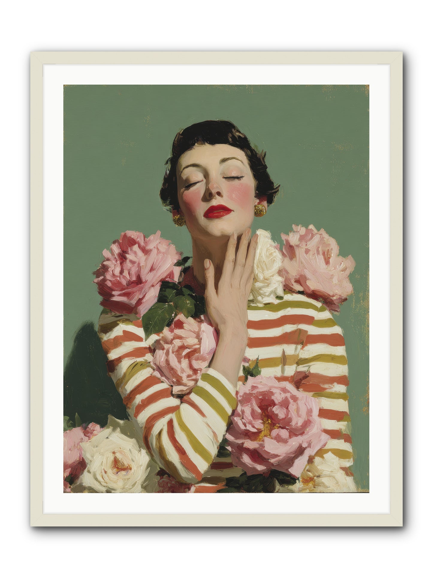 She Embraced the Entire Garden -- Framed Print - White 30x40