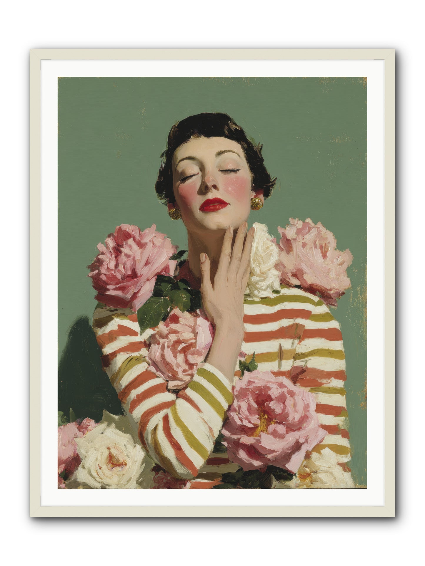 She Embraced the Entire Garden -- Framed Print - White 36x48