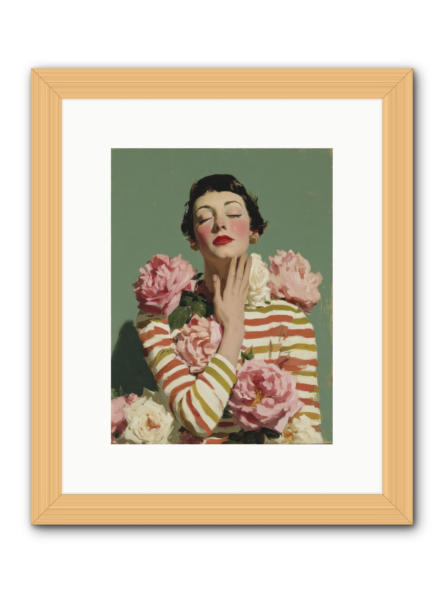 She Embraced the Entire Garden -- Framed Print - Natural 9x12