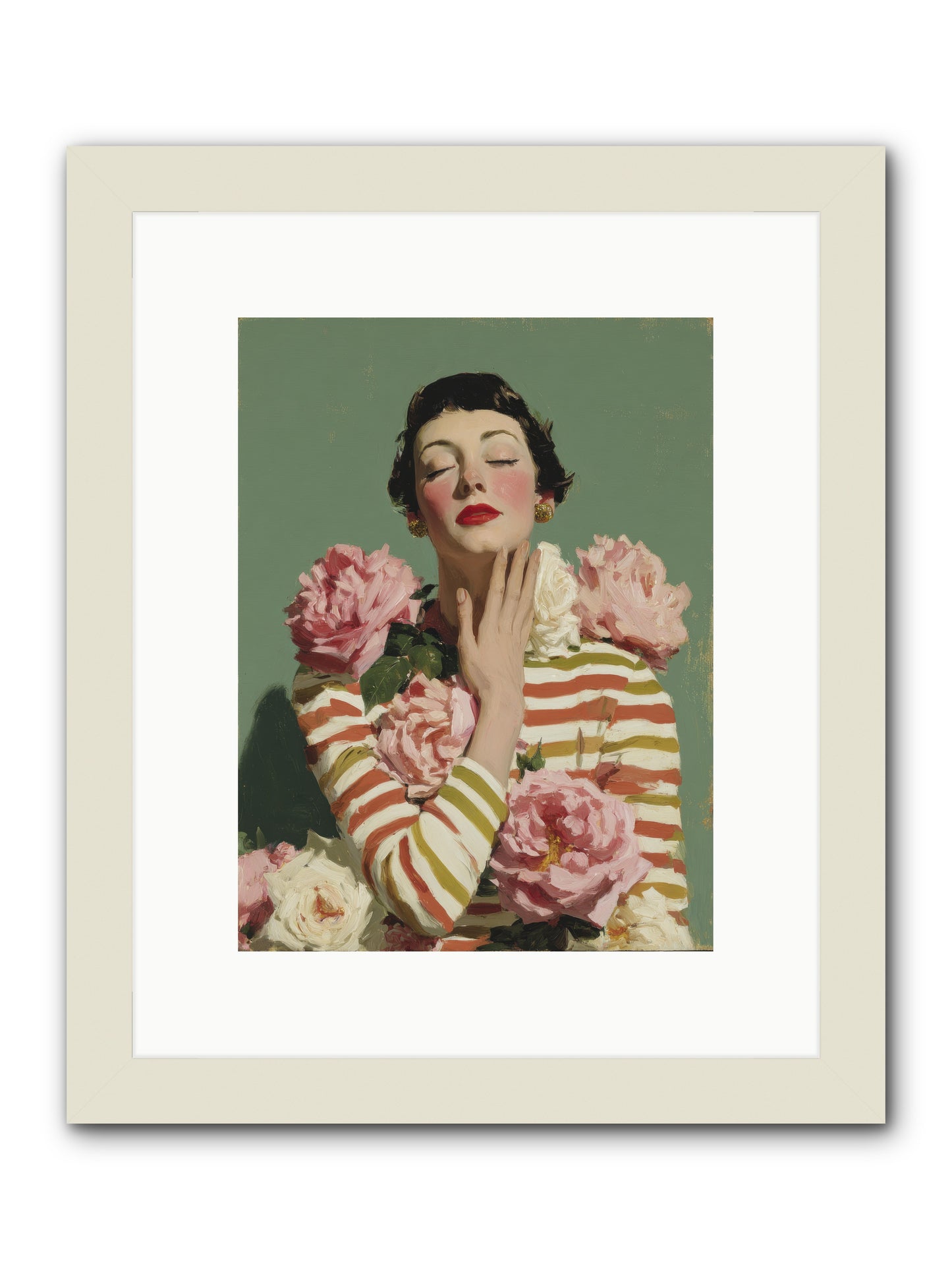 She Embraced the Entire Garden -- Framed Print - White 9x12
