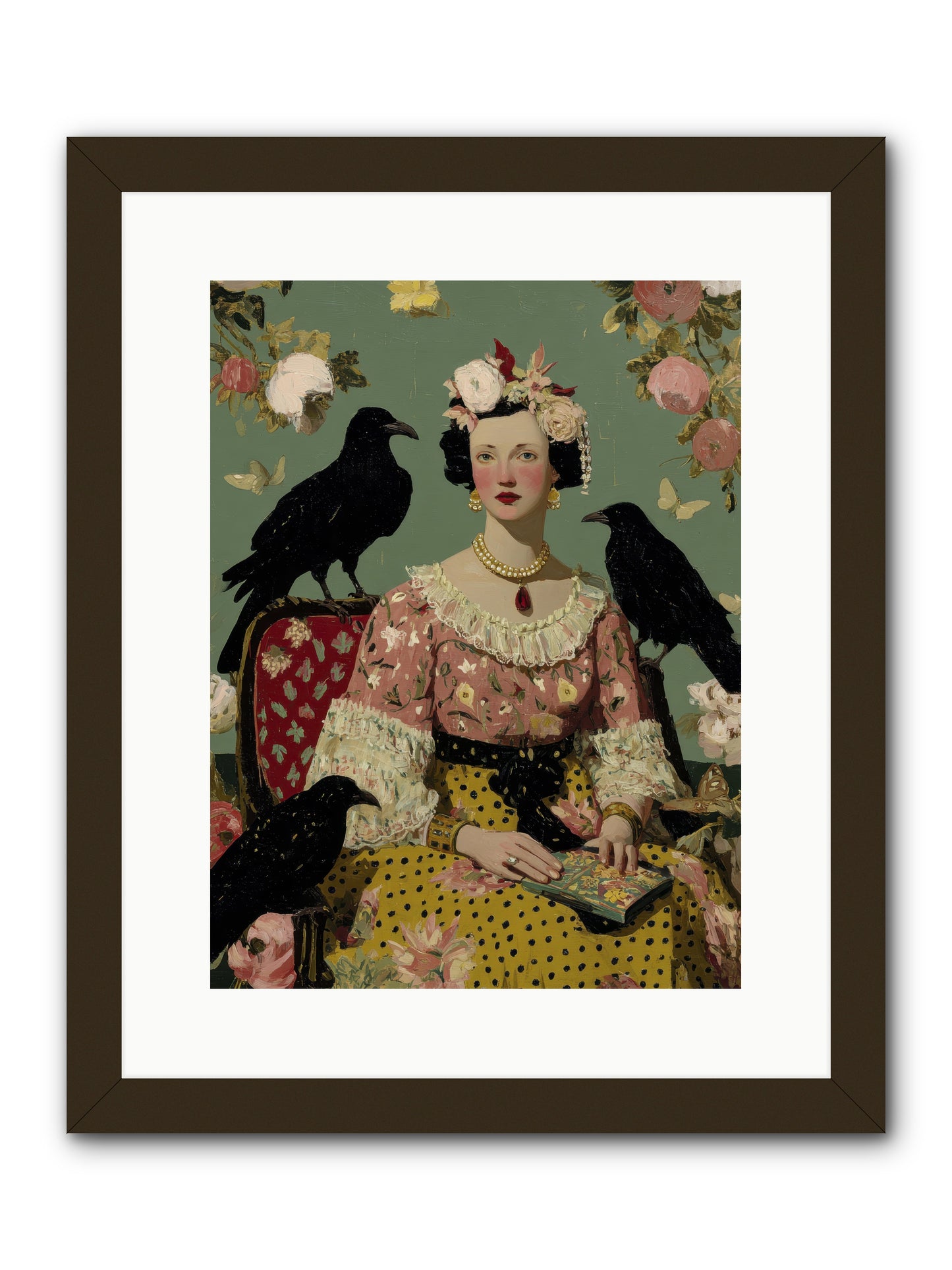 She Fed Birds by Hand -- Framed Print - Black 12x16