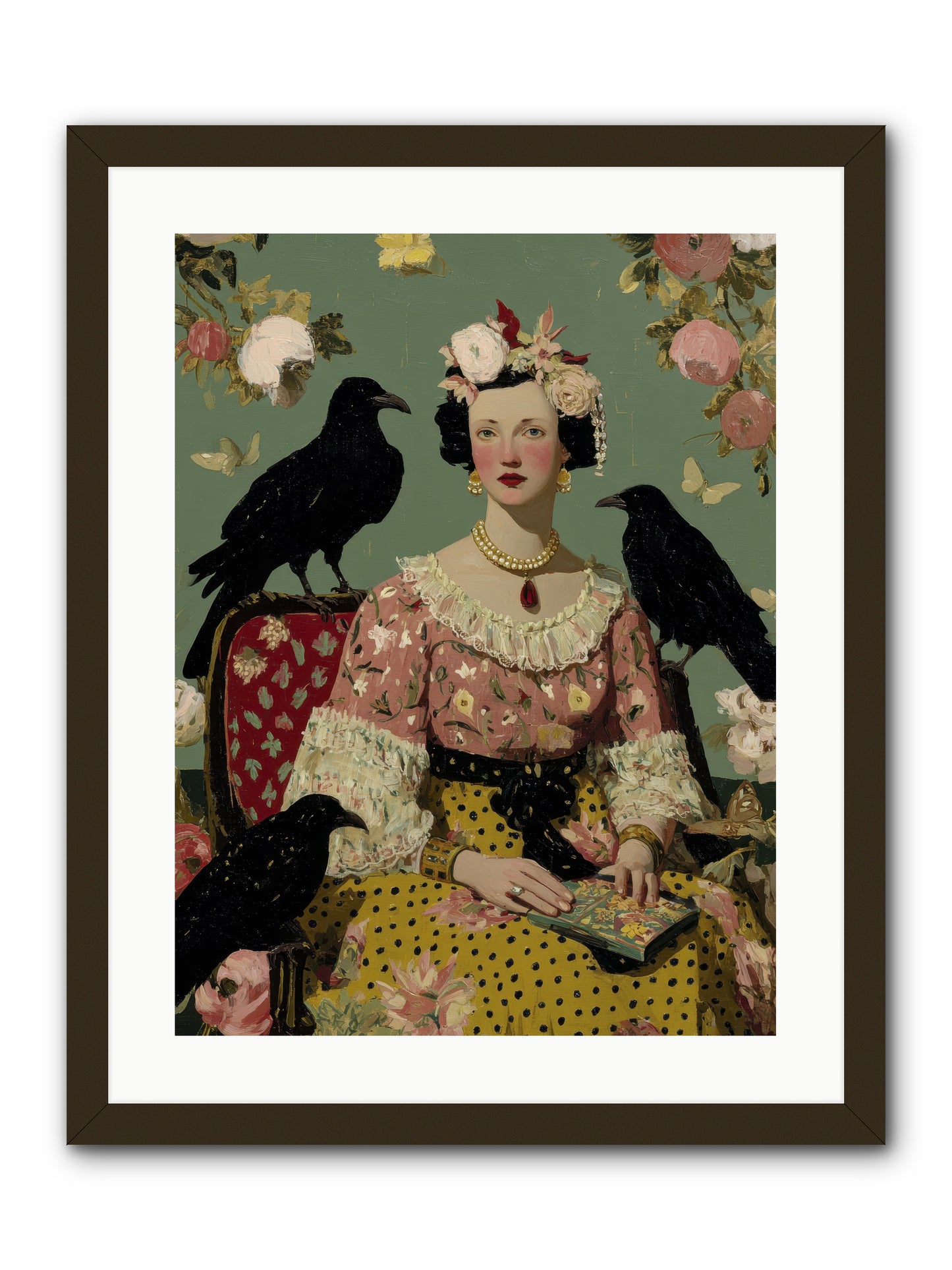 She Fed Birds by Hand -- Framed Print - Black 18x24