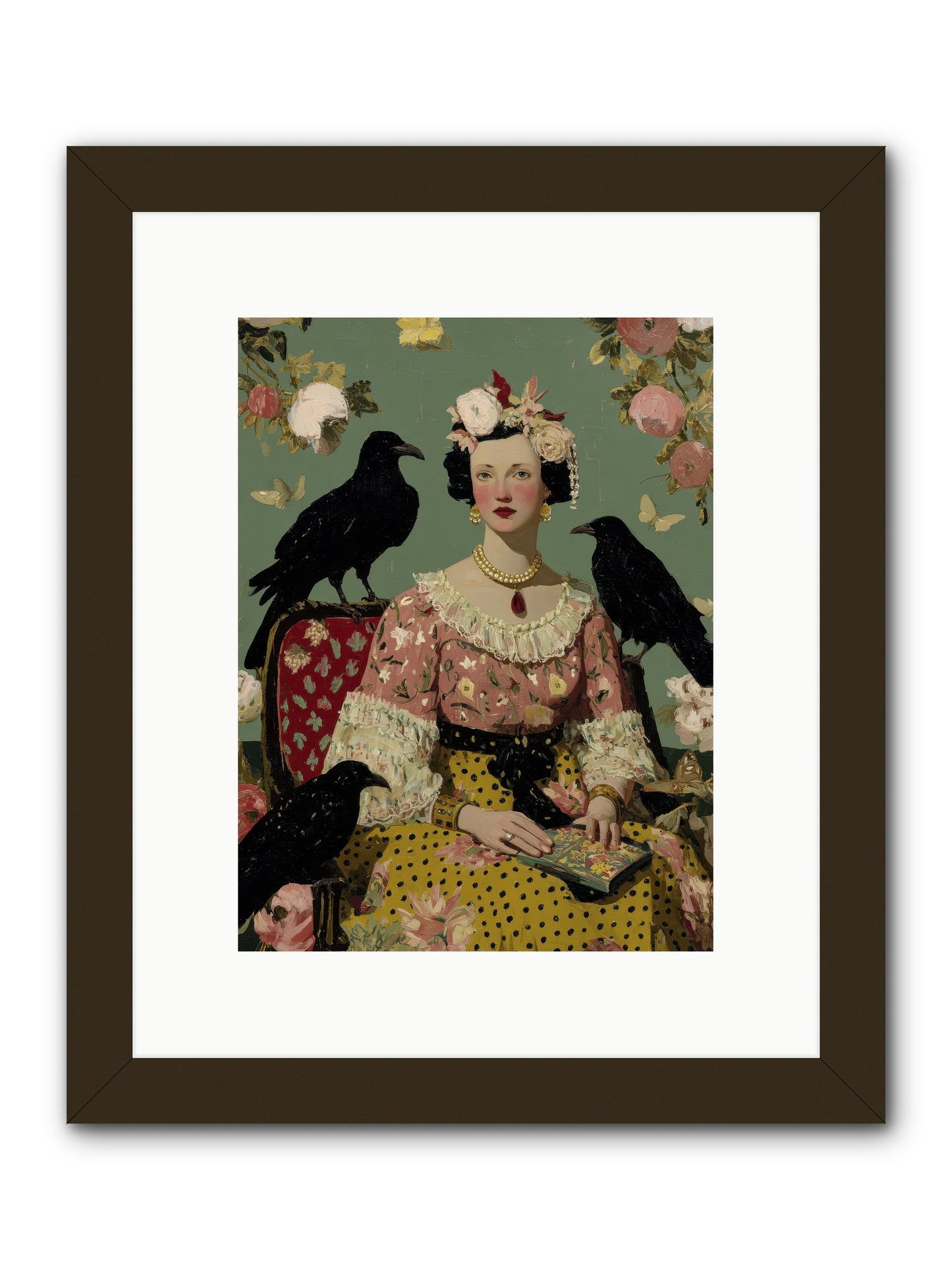 She Fed Birds by Hand -- Framed Print - Black 9x12