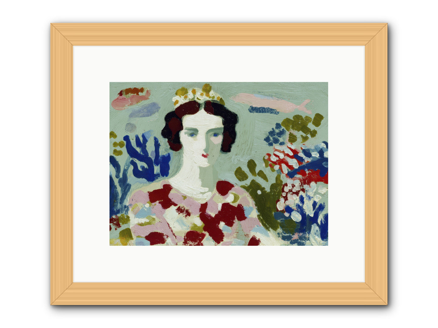 She Floated Through -- Framed Print - Natural 12x9