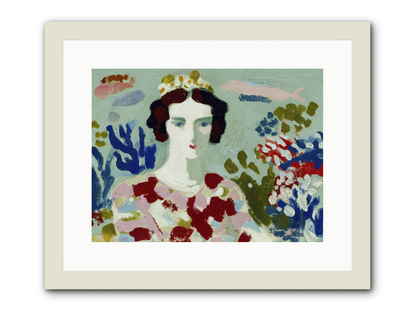 She Floated Through -- Framed Print - White 16x12