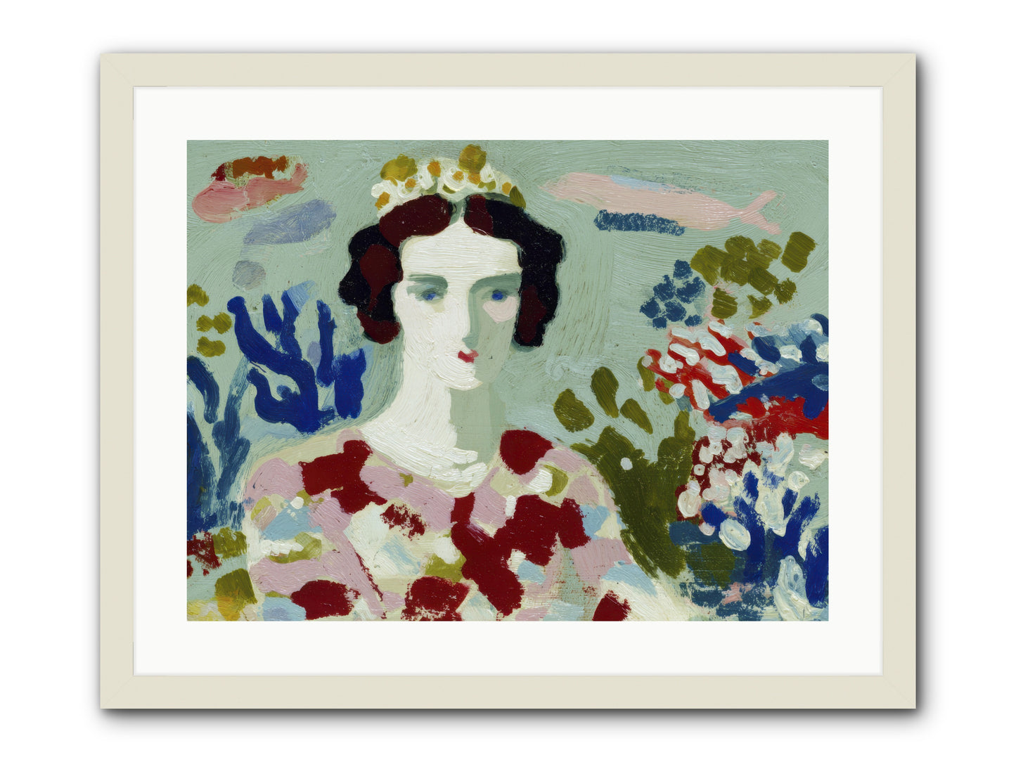 She Floated Through -- Framed Print - White 24x18