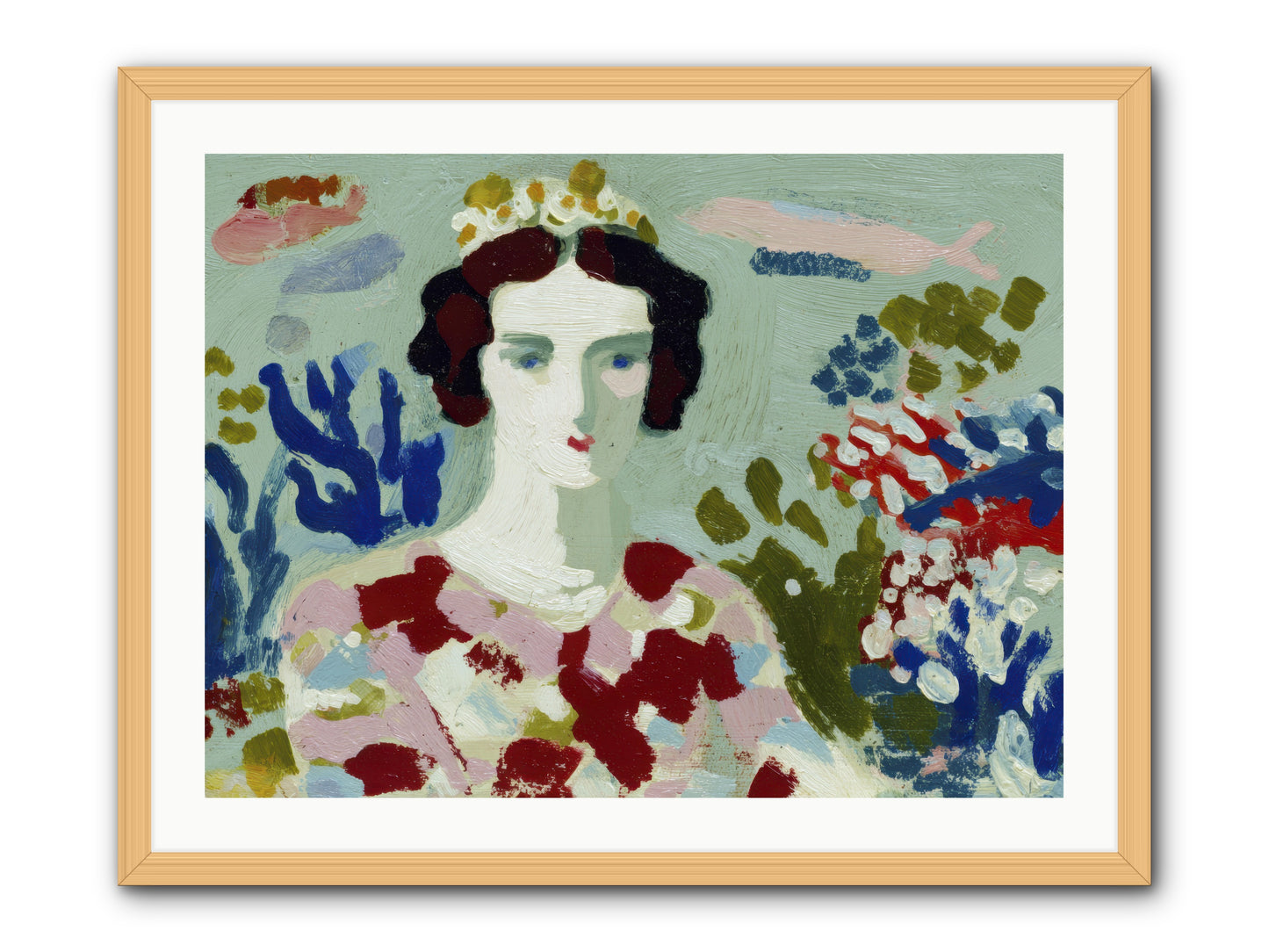 She Floated Through -- Framed Print - Natural 32x24