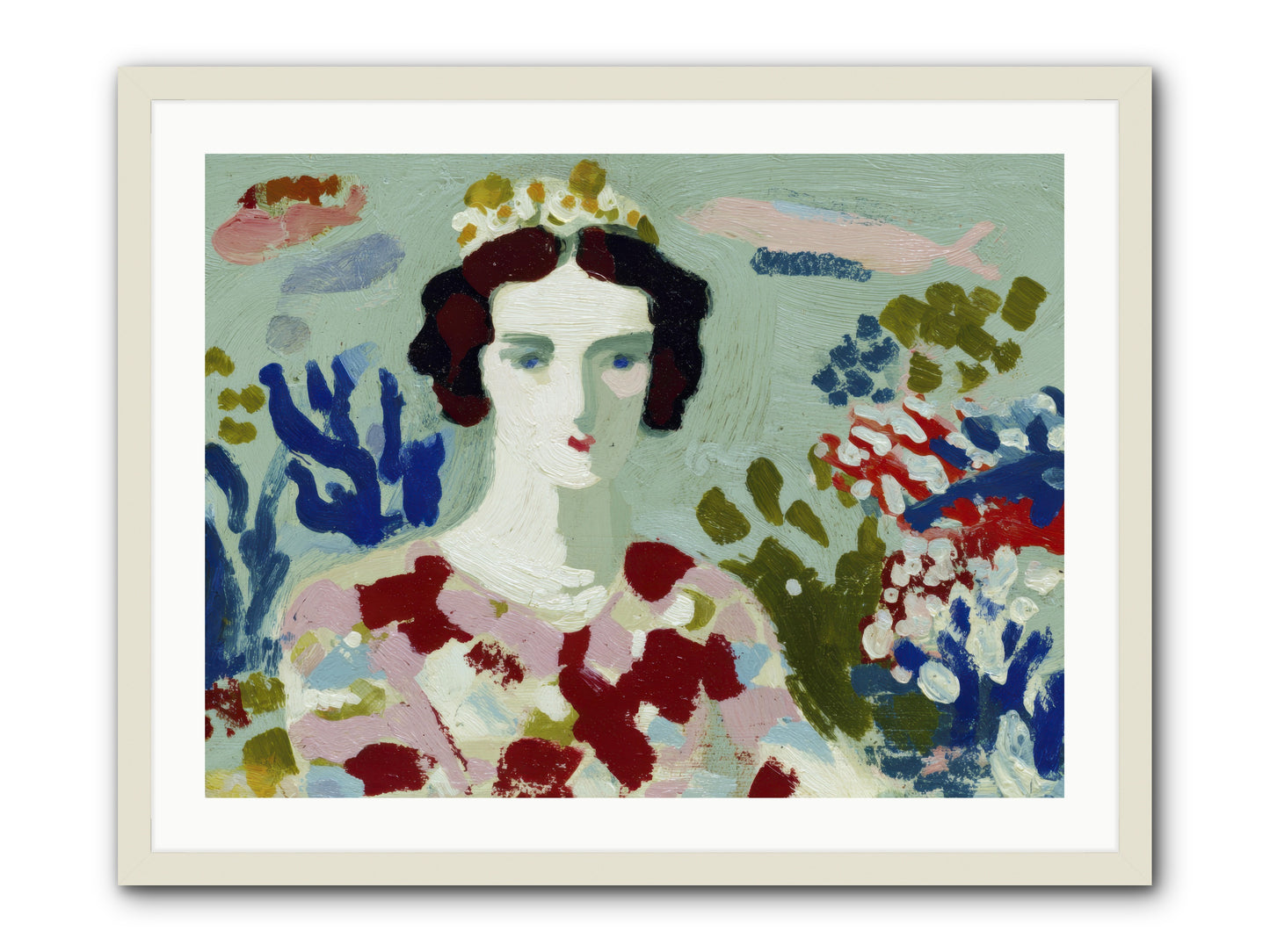 She Floated Through -- Framed Print - White 32x24