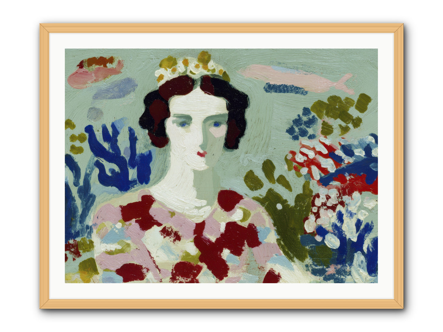 She Floated Through -- Framed Print - Natural 40x30