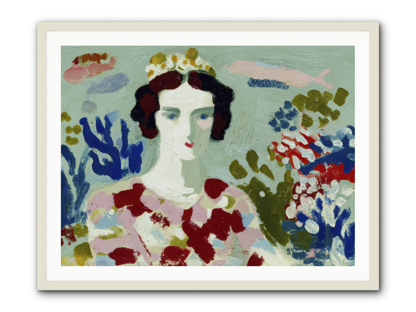 She Floated Through -- Framed Print - White 40x30