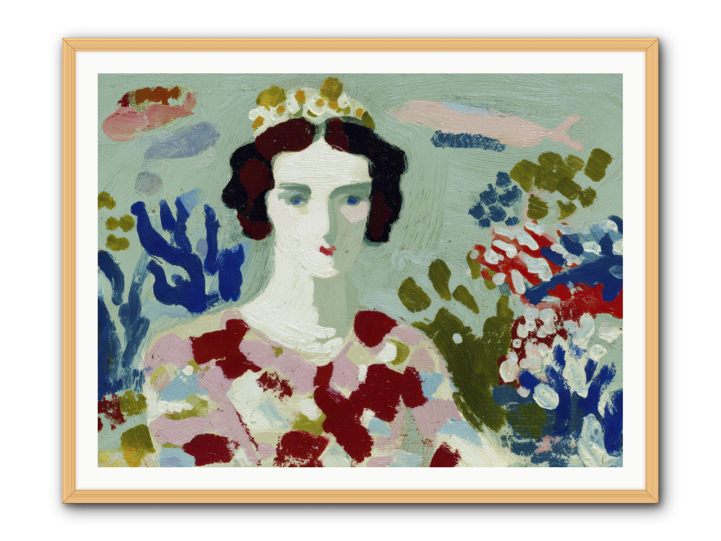 She Floated Through -- Framed Print - Natural 48x36