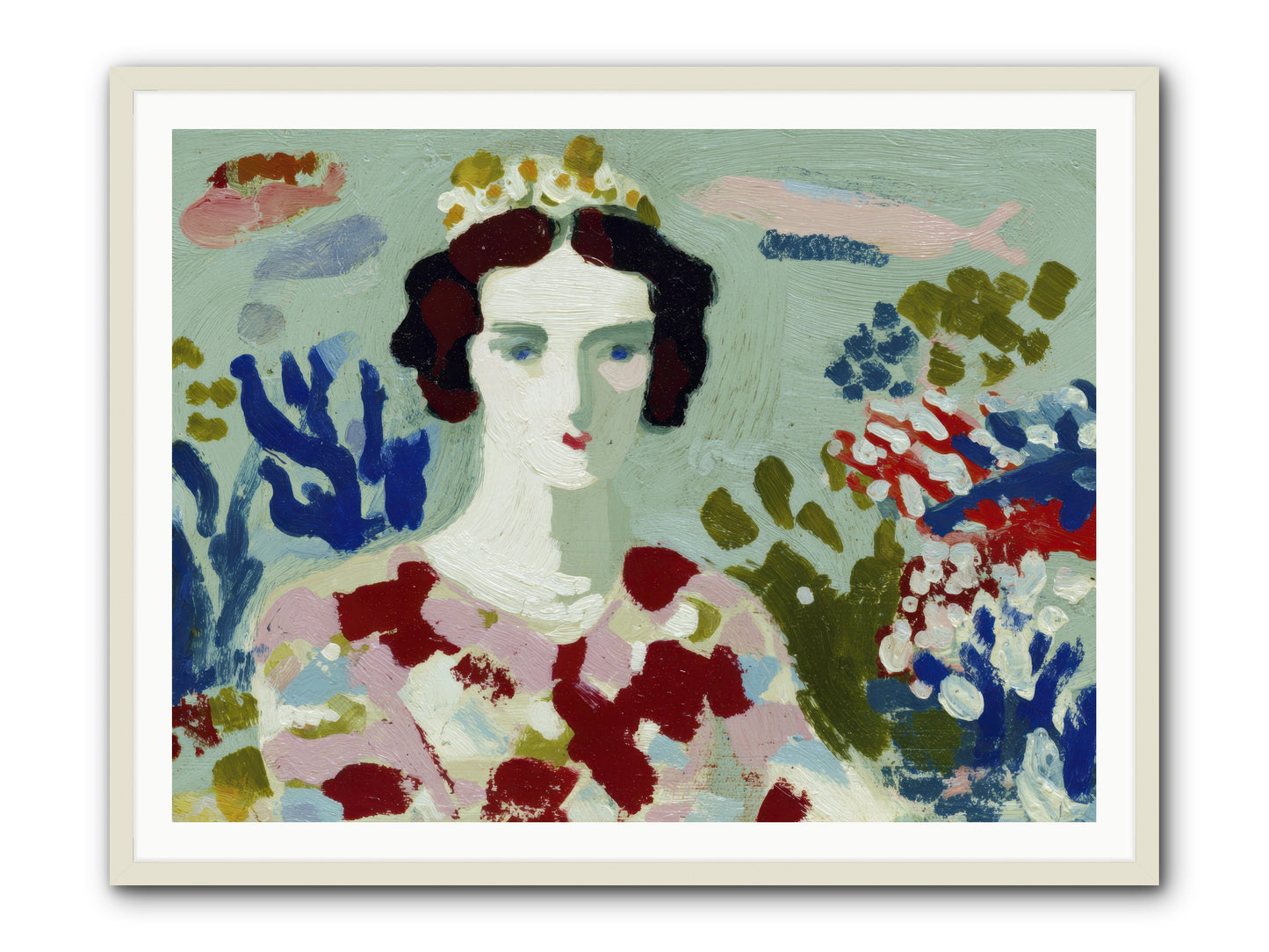 She Floated Through -- Framed Print - White 48x36