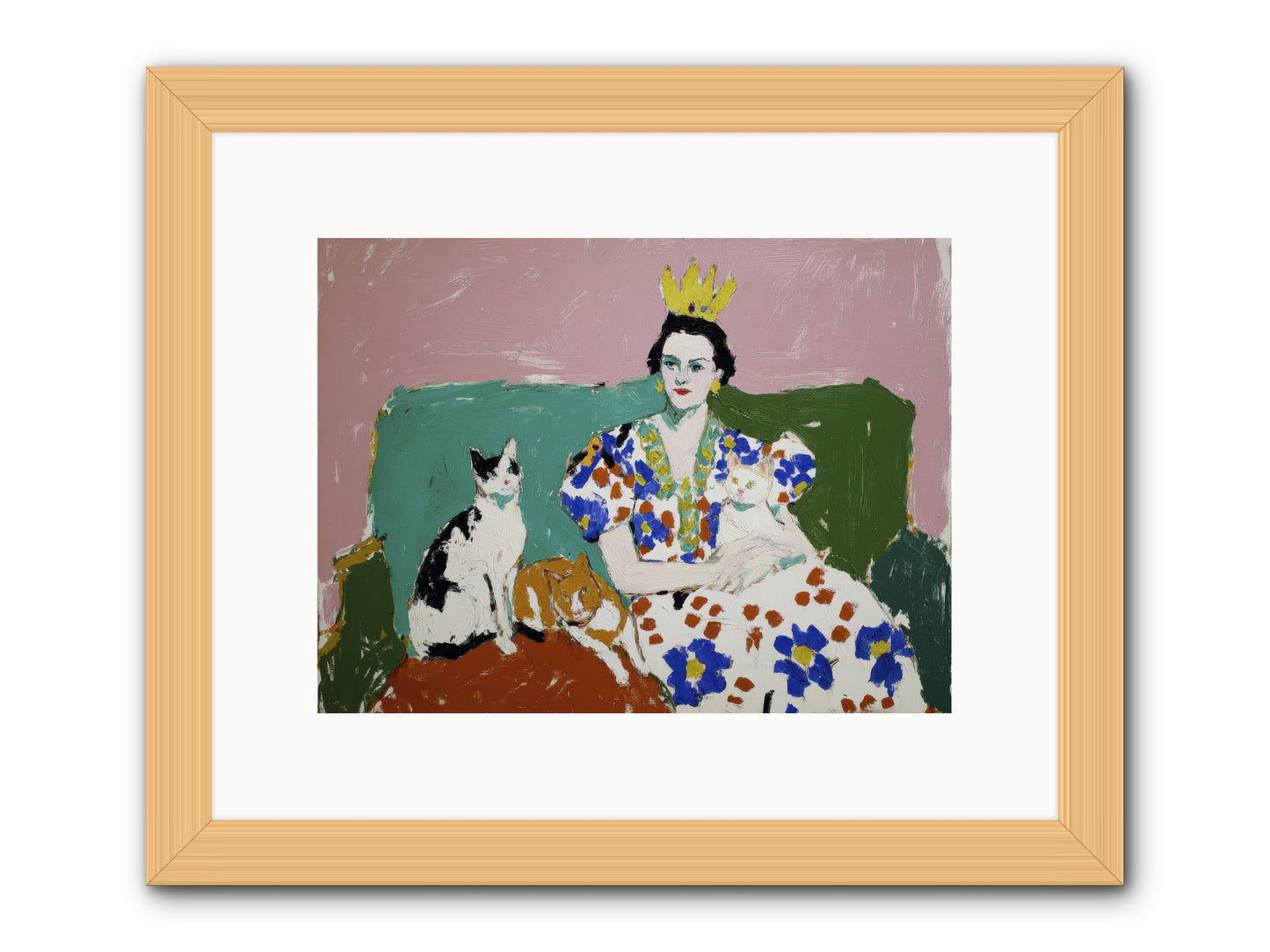 She Never Sat Alone -- Framed Print - Natural 12x9