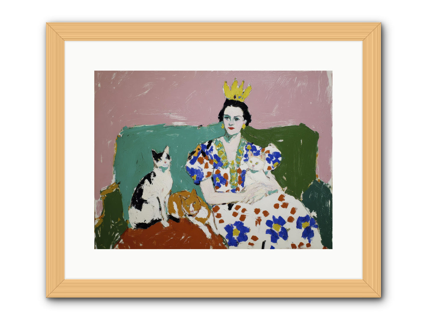 She Never Sat Alone -- Framed Print - Natural 16x12