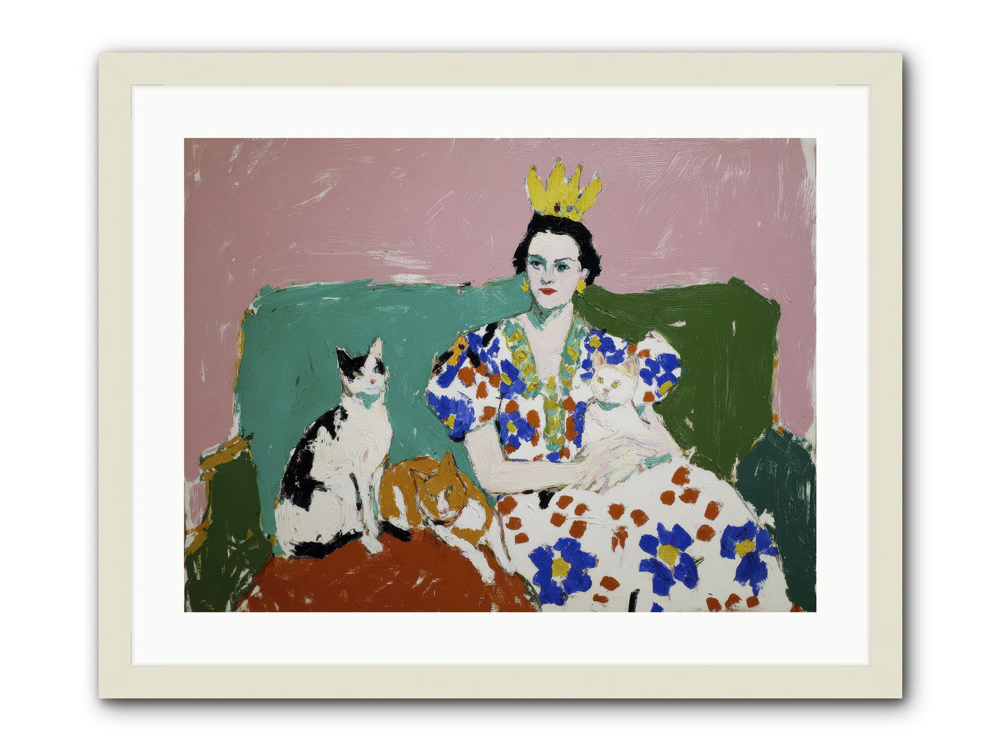 She Never Sat Alone -- Framed Print - White 24x18