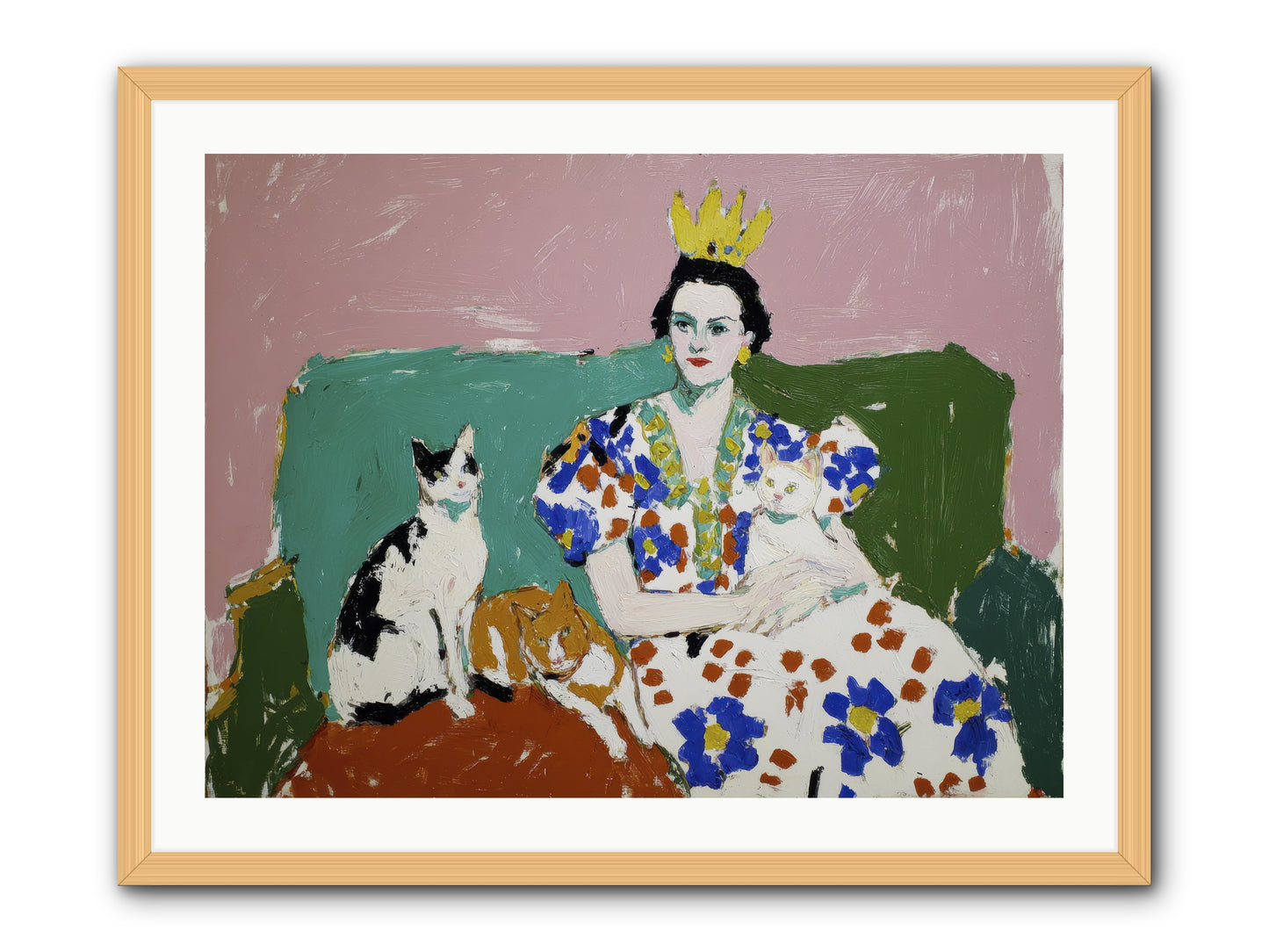 She Never Sat Alone -- Framed Print - Natural 32x24