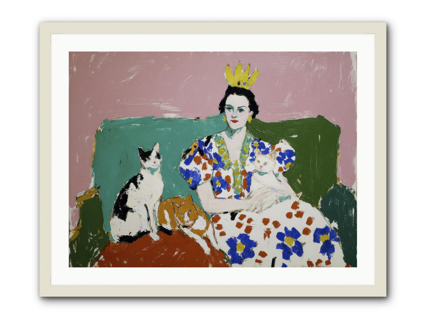 She Never Sat Alone -- Framed Print - White 32x24