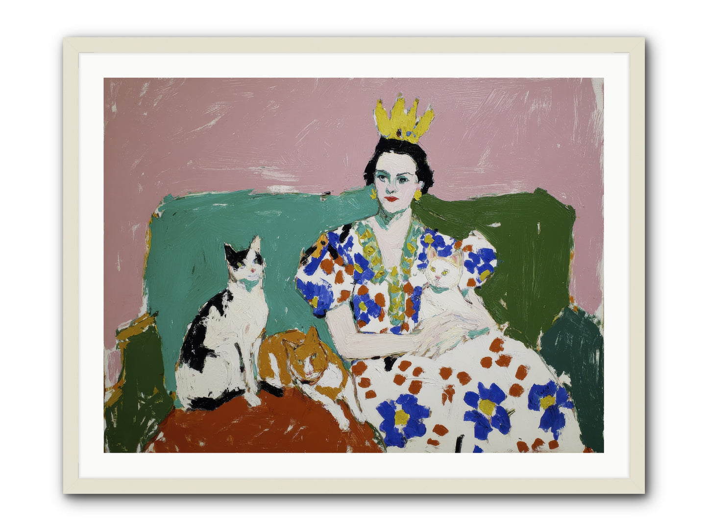 She Never Sat Alone -- Framed Print - White 40x30