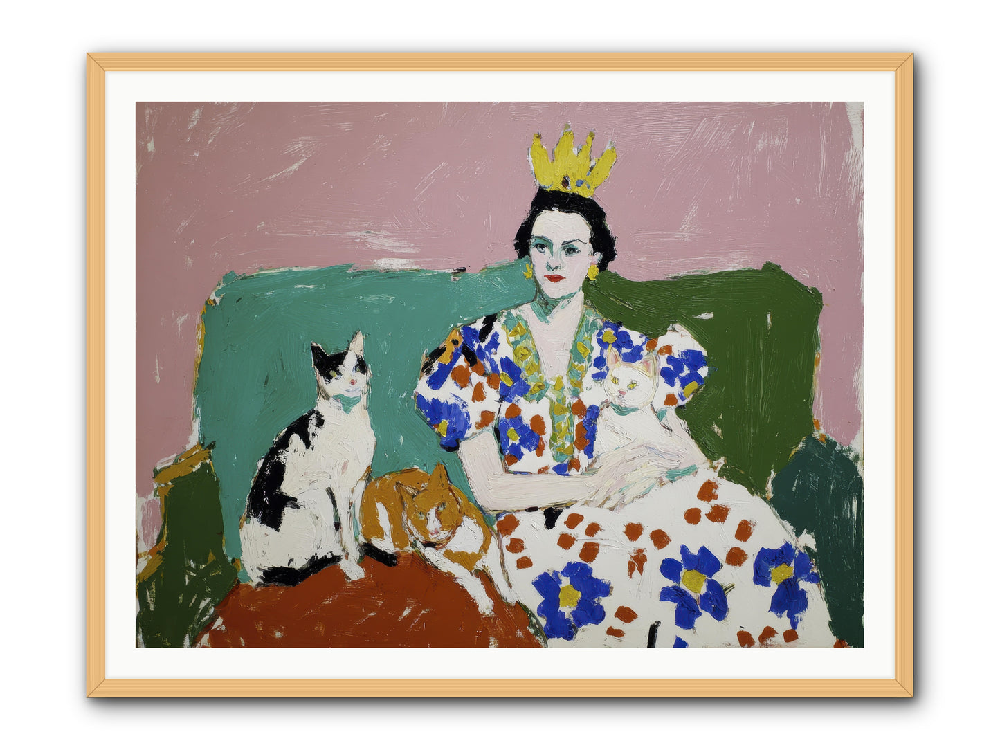 She Never Sat Alone -- Framed Print - Natural 48x36