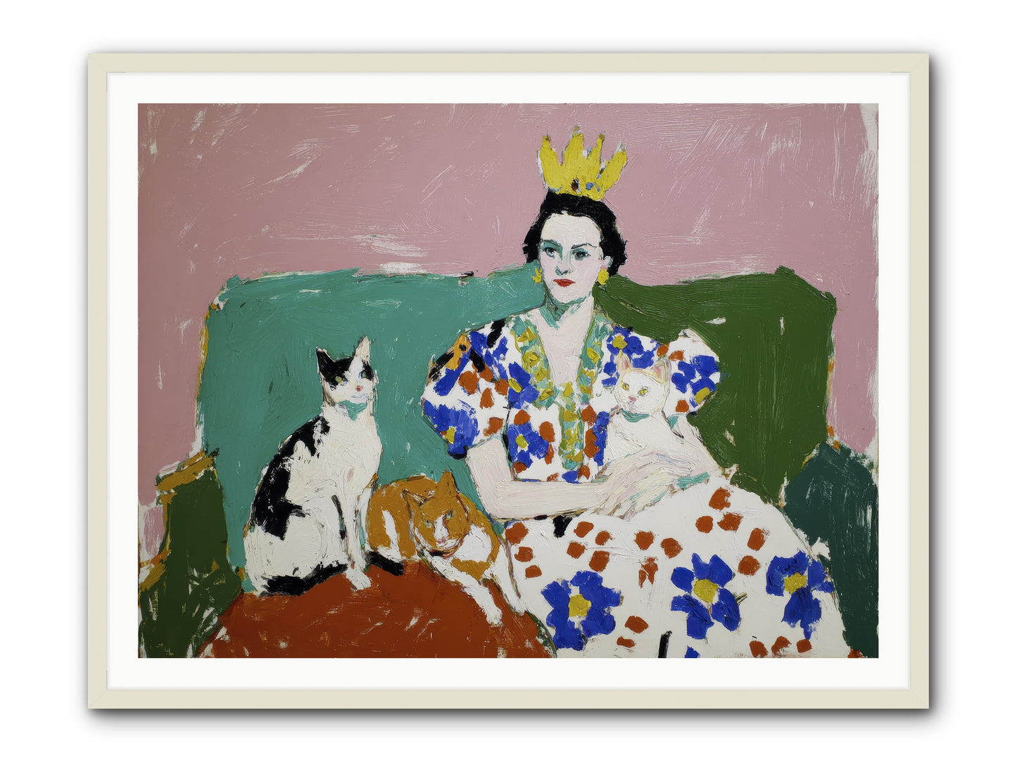 She Never Sat Alone -- Framed Print - White 48x36