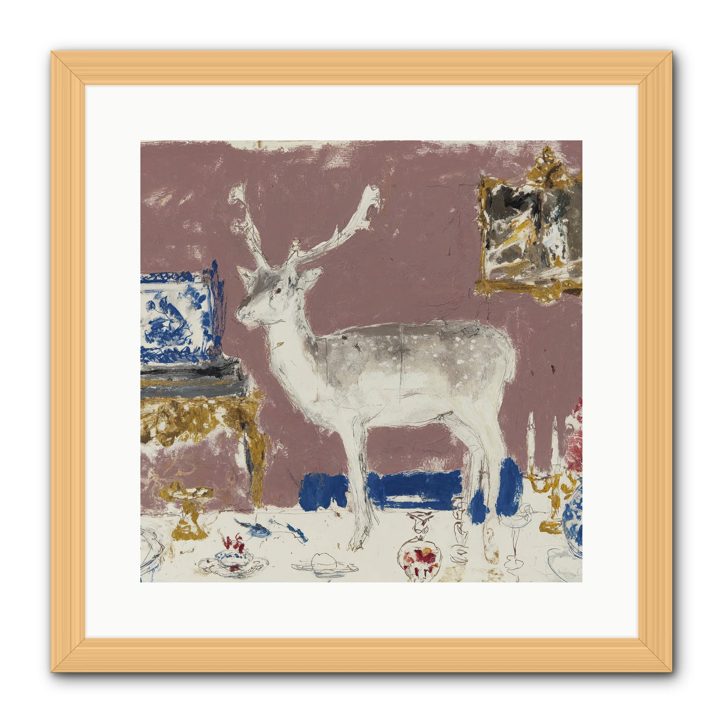She Pours for Whoever Shows Up -- Framed Print - Natural 16x16