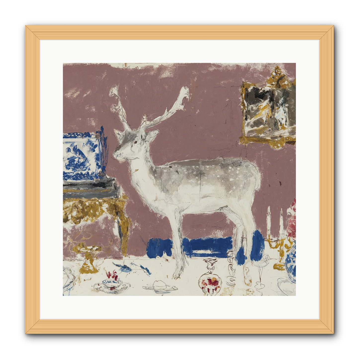 She Pours for Whoever Shows Up -- Framed Print - Natural 20x20