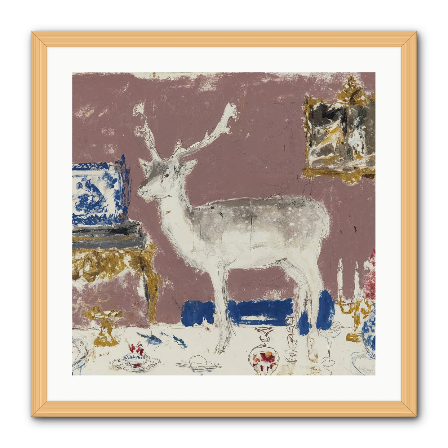 She Pours for Whoever Shows Up -- Framed Print - Natural 24x24