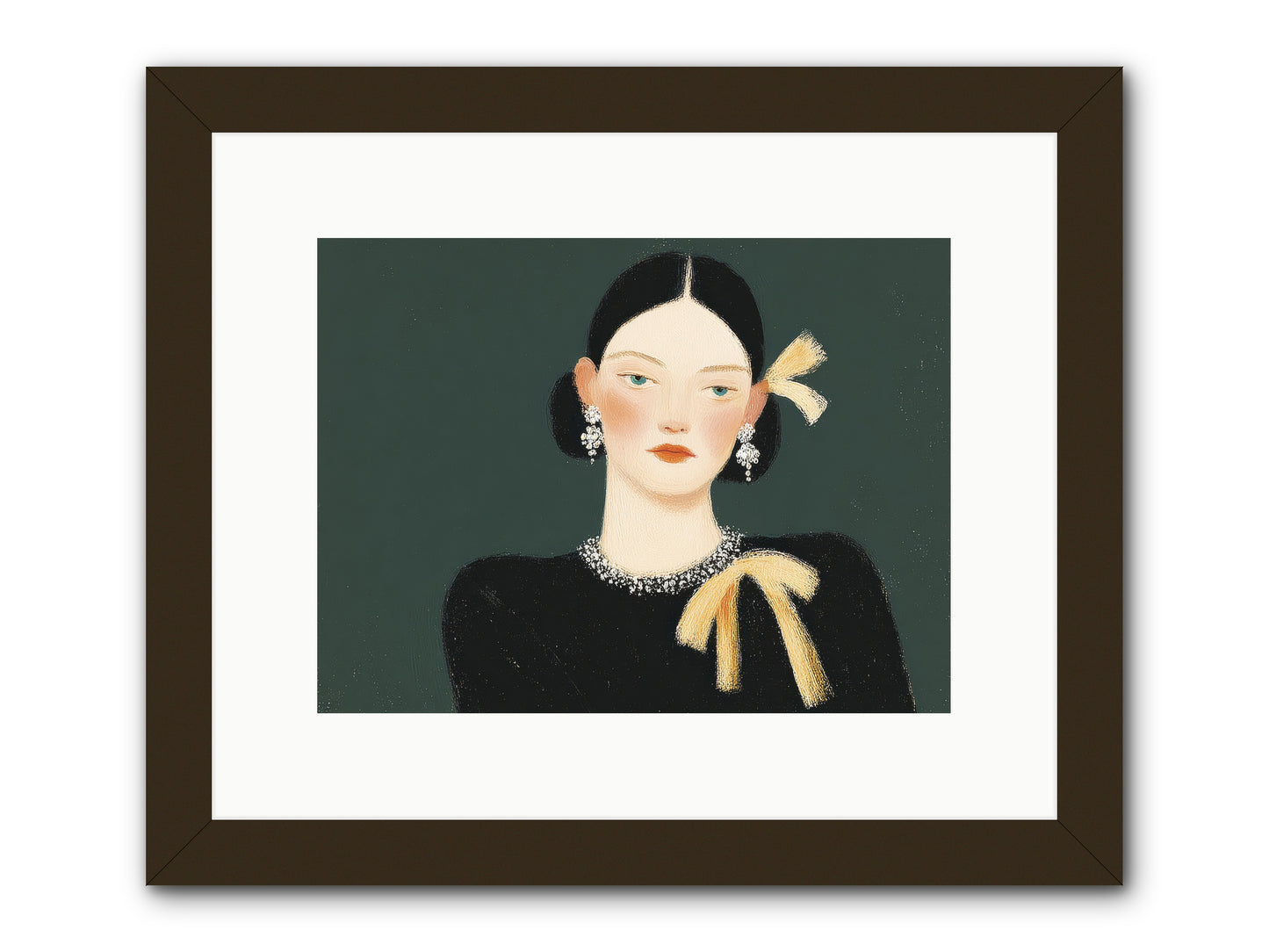 She Tied It Twice -- Framed Print - Black 12x9