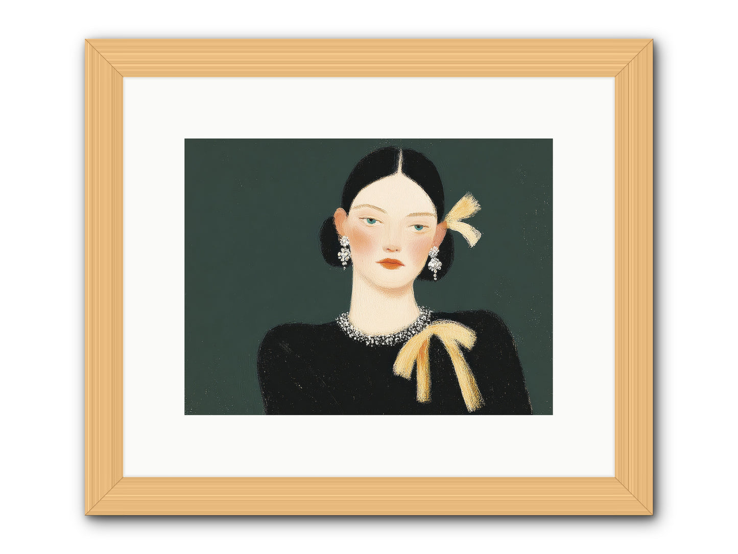 She Tied It Twice -- Framed Print - Natural 12x9
