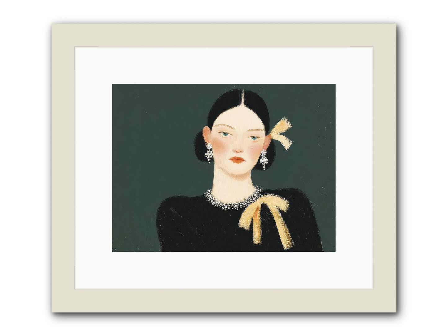 She Tied It Twice -- Framed Print - White 12x9